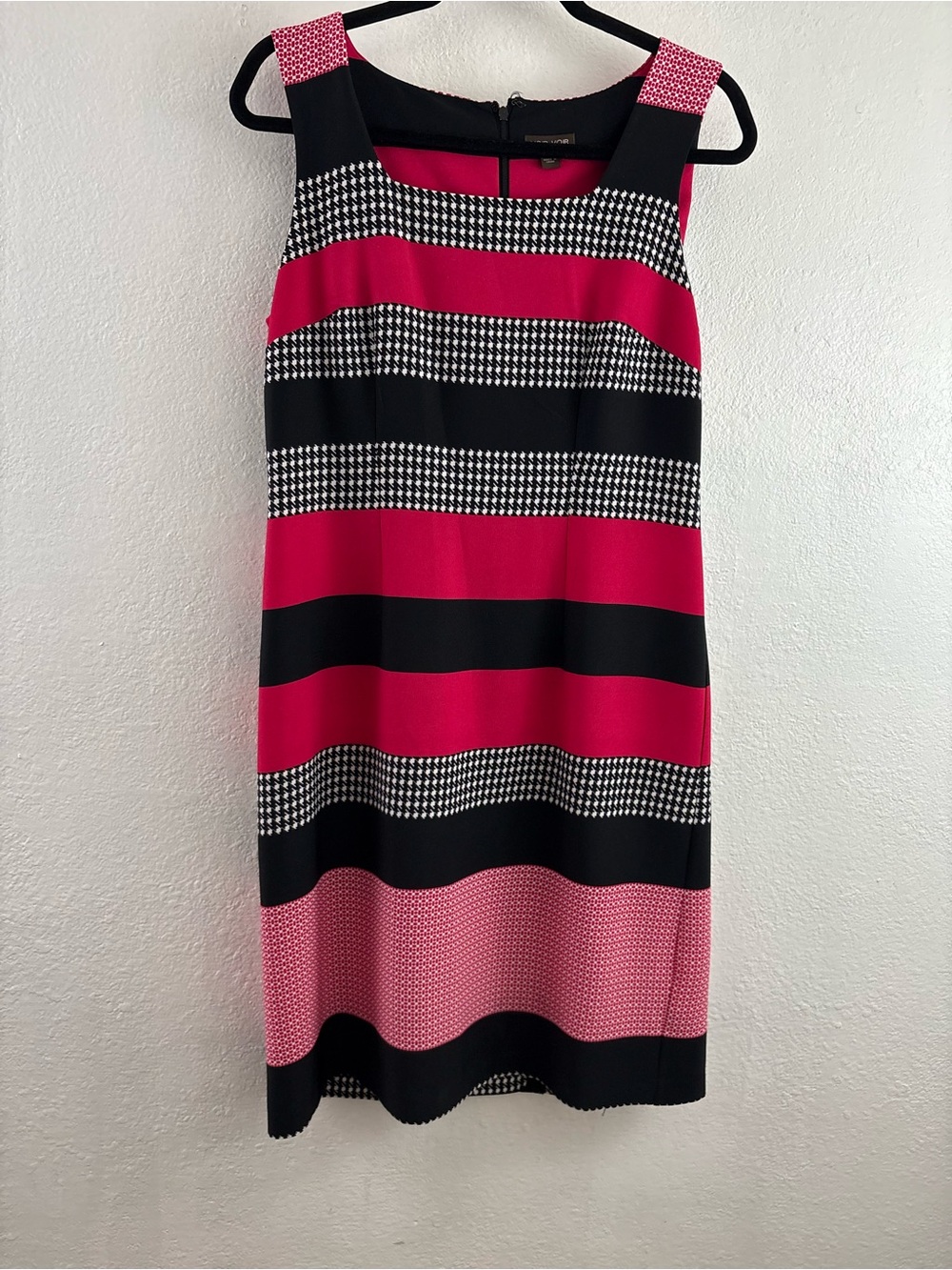 Voir Voir sleeveless colorblock sheath dress houndstooth pattern size 8